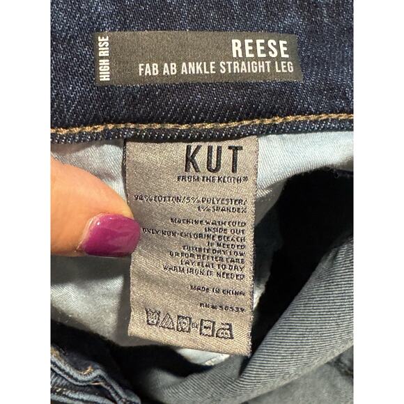 Kut from the Kloth Reese High Rise Dark Wash Fab Ab Ankle Straight Leg NWT - 22W - Picture 7 of 9